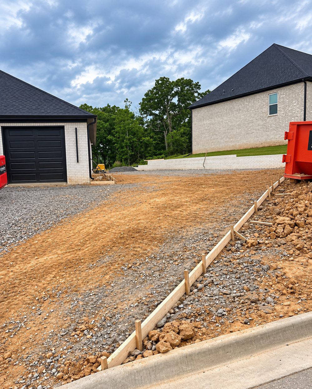 Graded and formed driveway apron